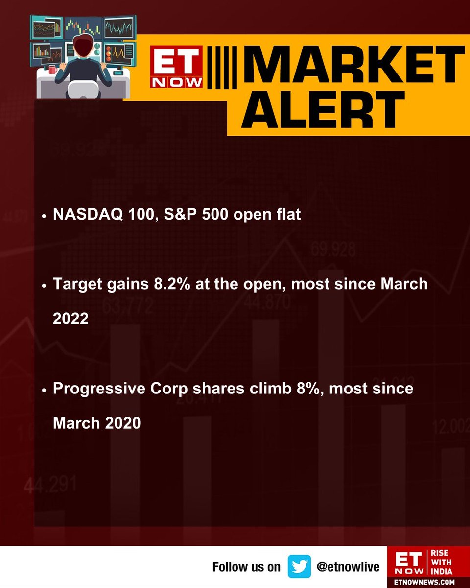 ETNOWlive's tweet photo. US Markets At Open | Here are the highlights of S&P 500, NASDAQ 100 and other companies
#US #NASDAQ #Target #ProgressiveCorp @Nasdaq https://t.co/FVREKCIDsc