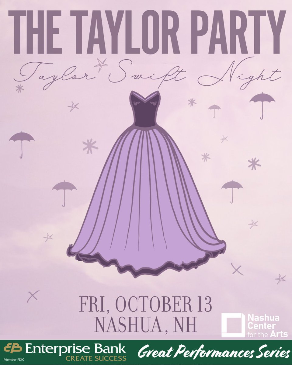 NashuaCenterArt's tweet photo. New Show Announced 📷
The Taylor Party: Taylor Swift Night on Friday, October 13 at 9pm!
📷 https://t.co/ANoe8YGnLn
Tickets go on sale Friday at 10am
Spectacle Live Member presale Thursday at 10am
*Buy from Spectacle Live, Nashua Center for the Arts, or ETix to avoid ticket scams https://t.co/EMIocIEeLs
