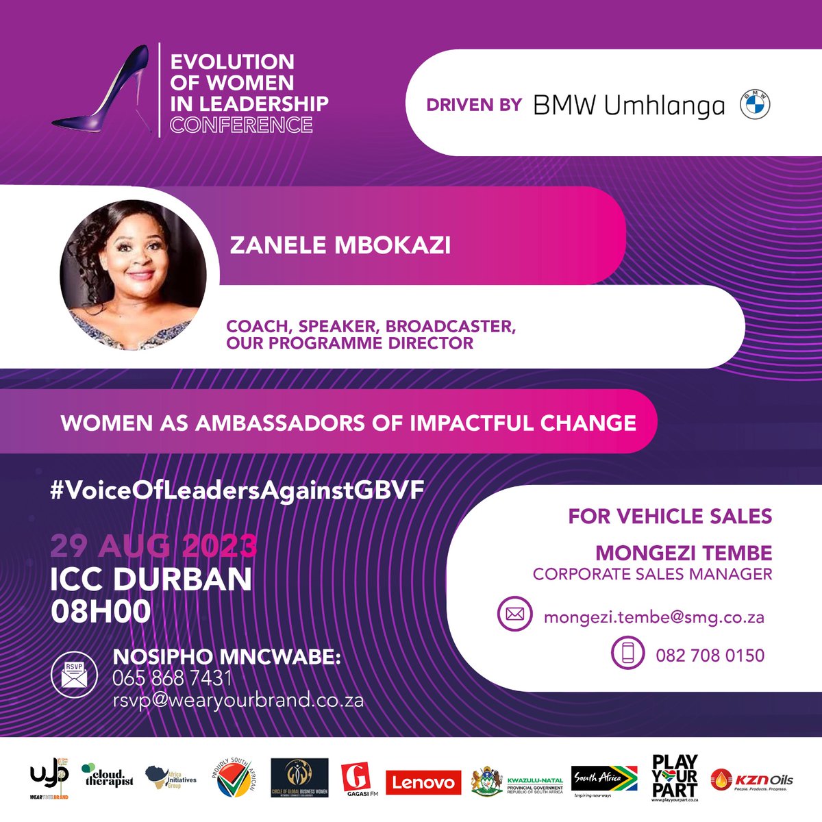 Amongst other notable women leaders joining us this August for our conference on #gbvf is @zanelembokazi

'Women as ambassadors of impactful change.'

#VoiceOfLeadersAgainstGBVF #EWLC2023 #gbvf #awareness #conference