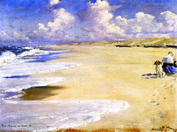 pbutterwriter's tweet photo. Painting on the Beach, by Danish artist Marie Krøyer. #SkagenPainters #SummerVibe #Beach #WomenArtists #WhoIsAGoodBoy https://t.co/i8dEnbmLVF