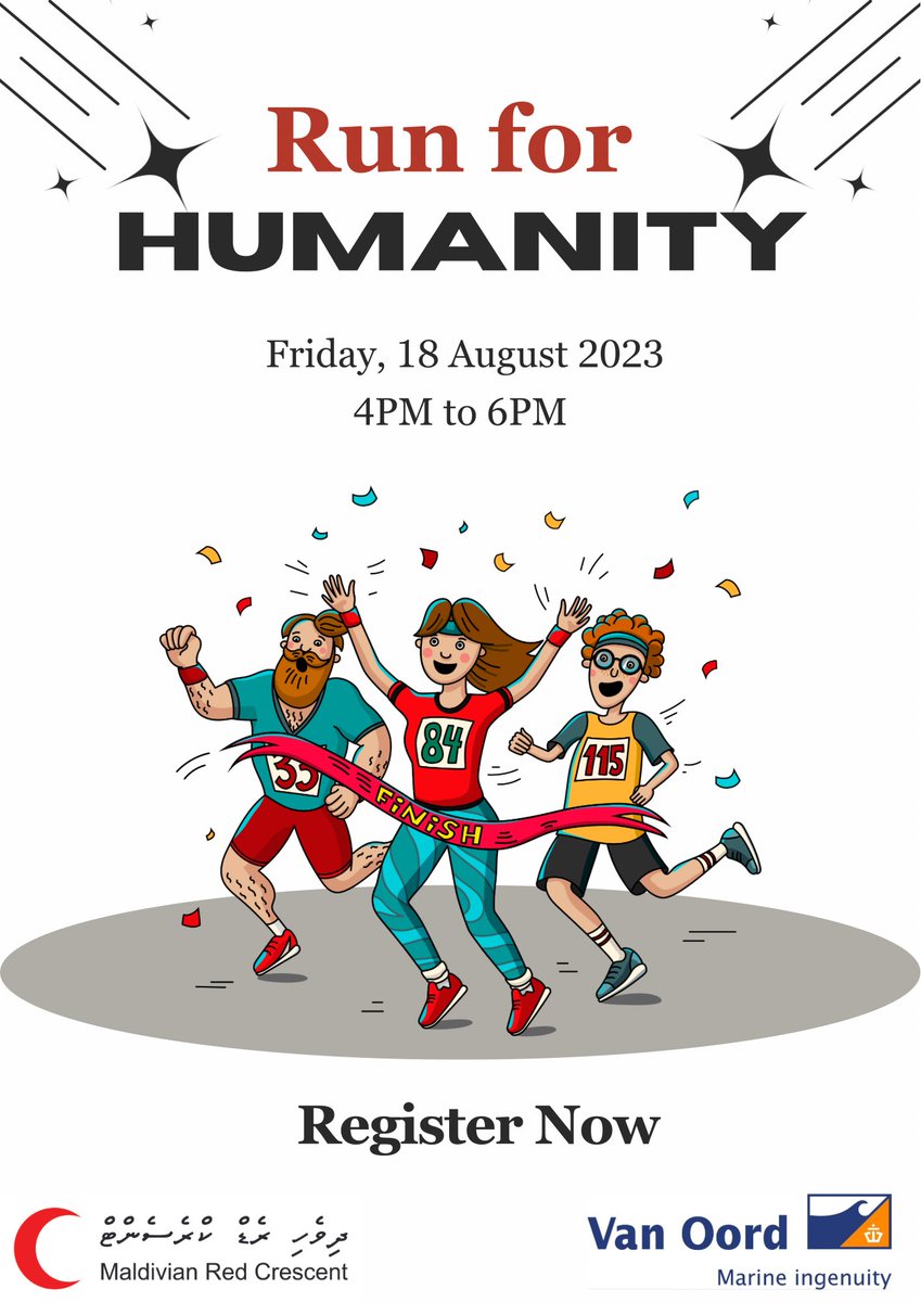 Join us at MRC's Run for Humanity happening this Friday, in Addu City! 

Click the link below to register and be part of something truly impactful!

Link: forms.gle/ZKaNuv83g63UBr…

Please call 9906706 for more information! 

 #MRCDay2023 #MRC14 #RunForHumanity #fromtheheart