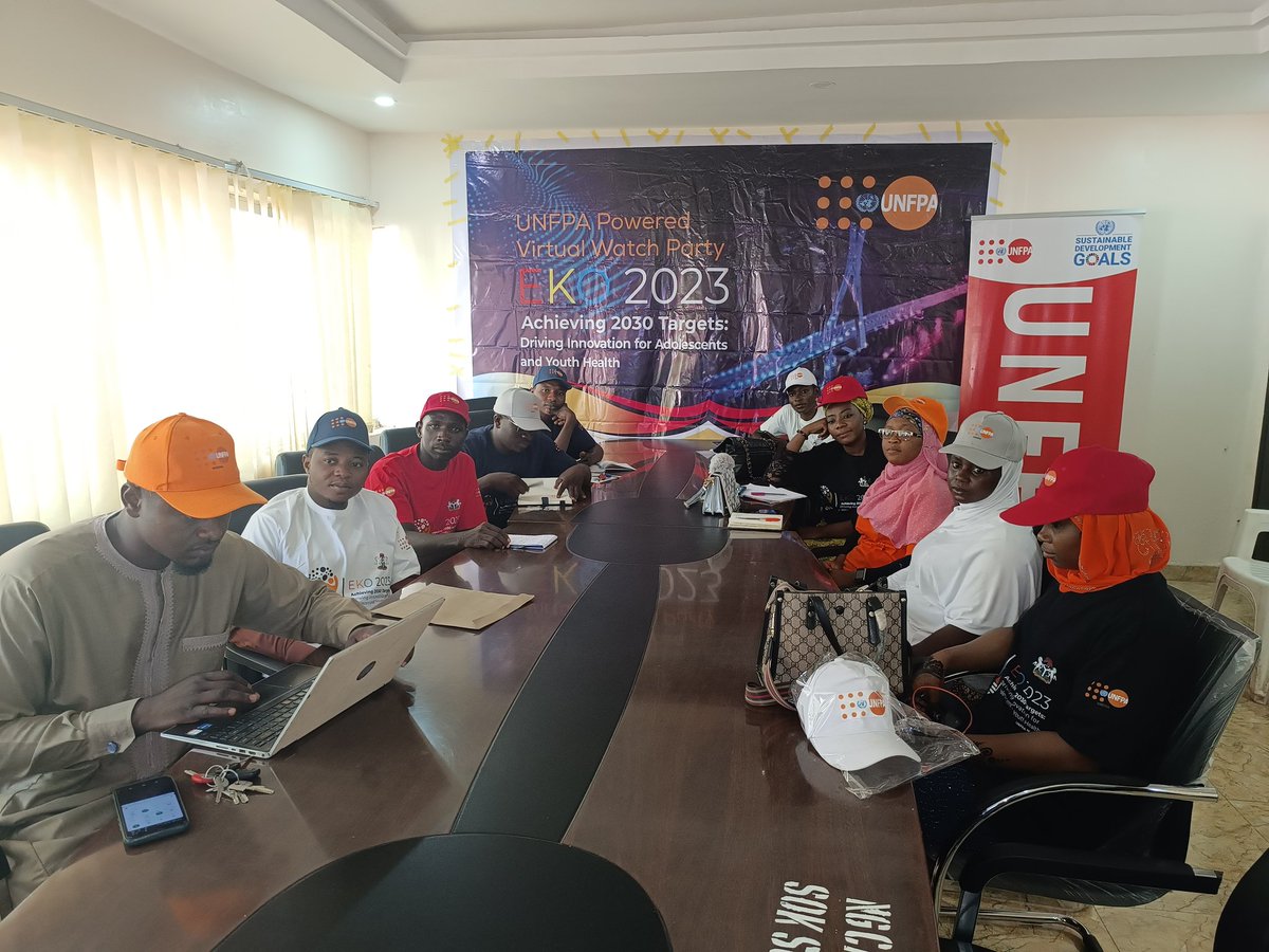 UNFPAKDSO's tweet photo. Sokoto Virtual Watch Party centre #Eko2023 
Achieving 2030 Target:
Driving Innovation for Adolescents and Youth Health.
#Eko23 #YouthEmpowerment #InnovationForChange #SDGs2030 #SAYPHIN https://t.co/2AvRrxy00B