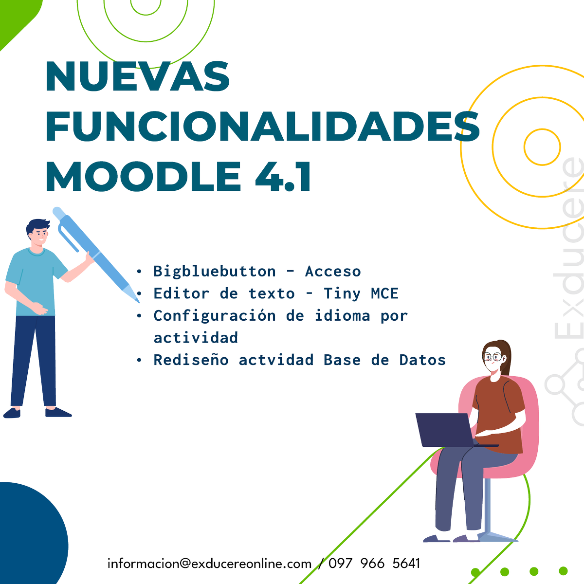 ExducereOnLine's tweet photo. ¡Descubre la revolución educativa con Moodle 4.1 de EXDUCERE ONLINE CIA LTDA! 📷📷 Experimenta un diseño intuitivo y moderno, herramientas colaborativas poderosas y análisis avanzados para optimizar tu aprendizaje en línea. #AprendizajeEnLínea #exducereonline  #moodlepartners https://t.co/24hCXJ1cRv
