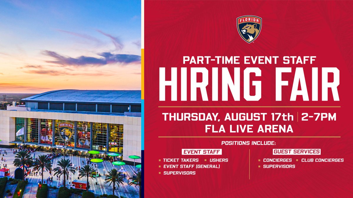 Don't miss our part-time hiring fair tomorrow from 2-7pm 😺 Please apply here prior to attending » flapanthers.co/jobs8-17