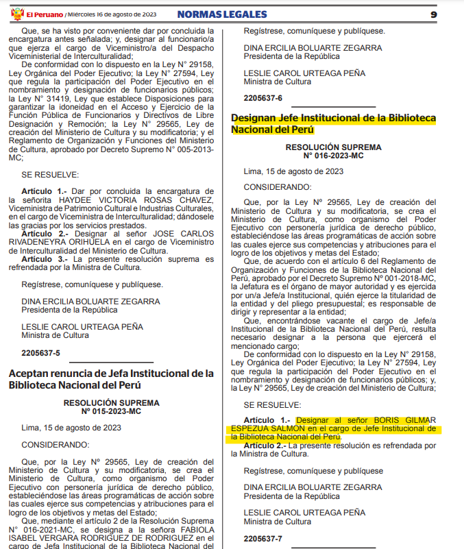AEBCIPUNMSM's tweet image. Designan nuevo Jefe instit. BNP. Expresamos y reconocemos la labor que ejerció@Fabivergara por su profesionalismo, entrega y compromiso. Gracias colega por impulsar la descentralización y democratización del acceso al libro y fomento de lectura de la mano de muchosbibliotecólogos