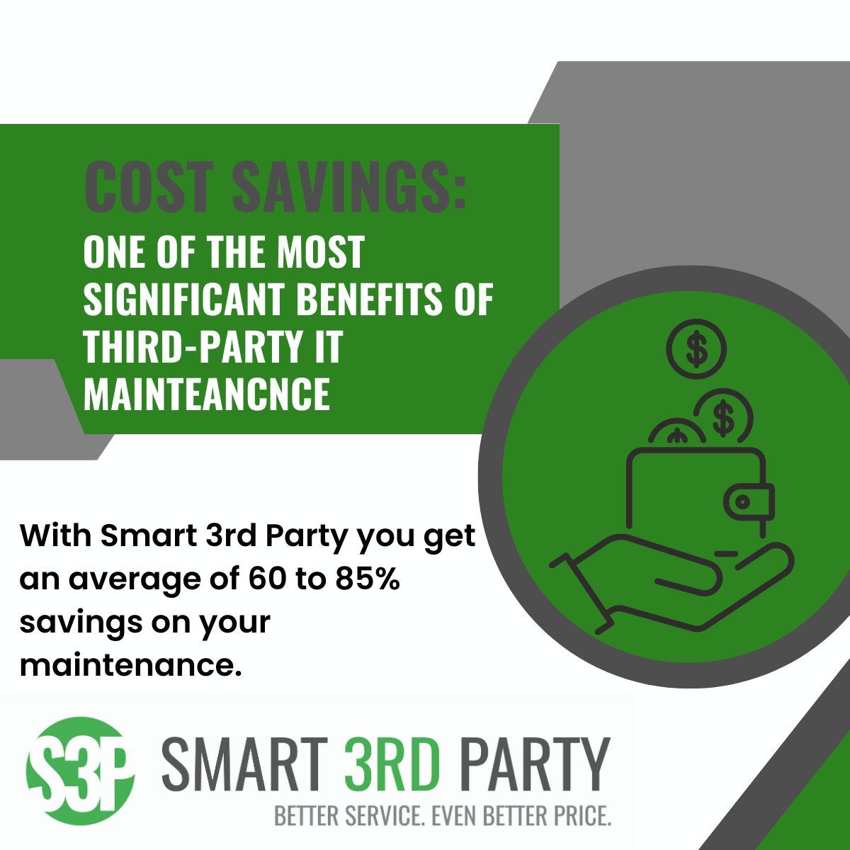 Smart3rdParty's tweet image. Did you know that opting for 3rd party hardware maintenance can be a game-changer for your company&apos;s budget? On average, companies can save 60-85% off the original equipment manufacturer (OEM) cost by choosing a smarter alternative! 
💻 Visit our website: smart3rdparty.com