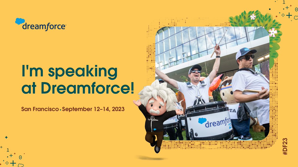 This is a dream come true! Join me at Dreamforce 2023 #df23. Follow me for details on my session.