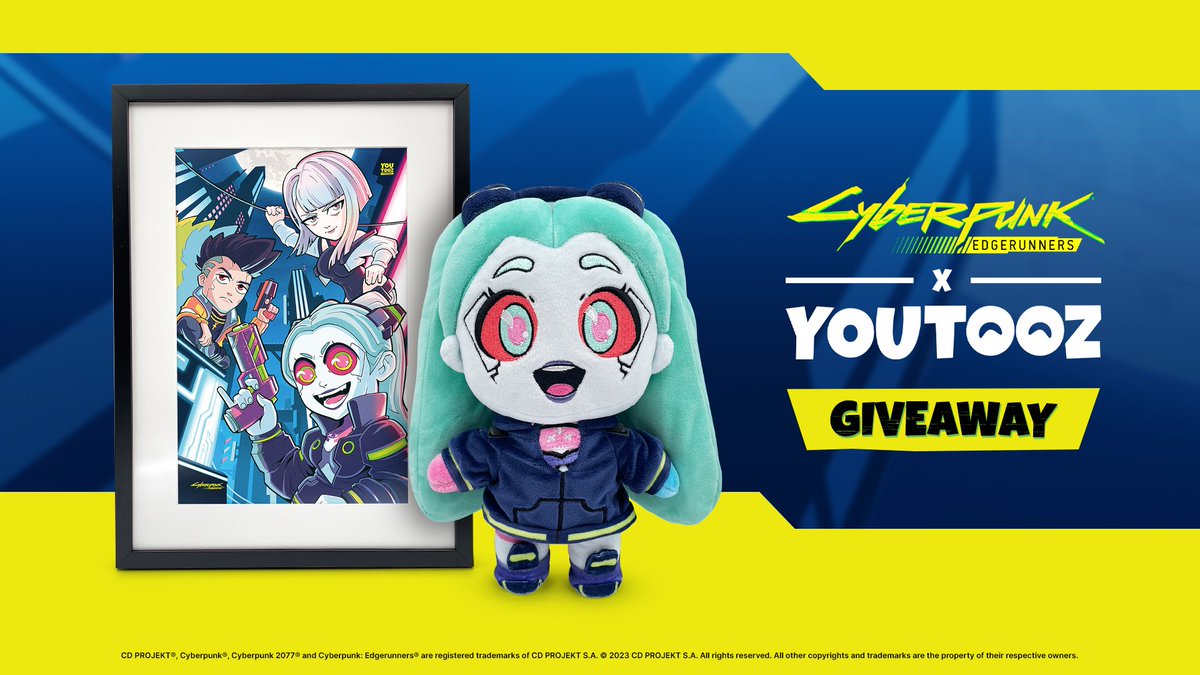 youtooz x #Edgerunners giveaway!

🔁 for the art print
💟 for rebecca's plushie

3 winners for each announced friday ⚔️