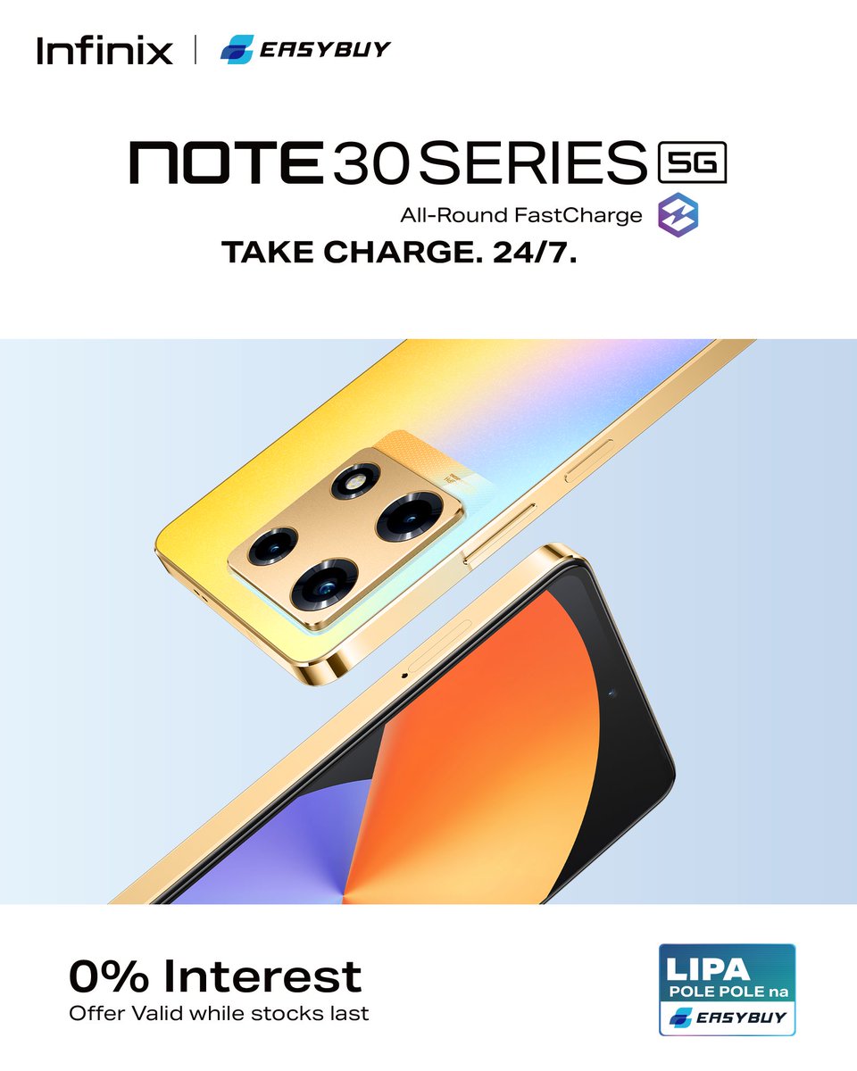 InfinixKenya's tweet image. Enjoy zero interest with Easy Buy when you buy any NOTE 30 Series phone and lipa pole pole! Don't miss out on this amazing offer valid till 31st August at all Infinix outlets countrywide.  
Click bit.ly/37CyYrR to find a shop near you. 
#InfinixNOTE30Ke