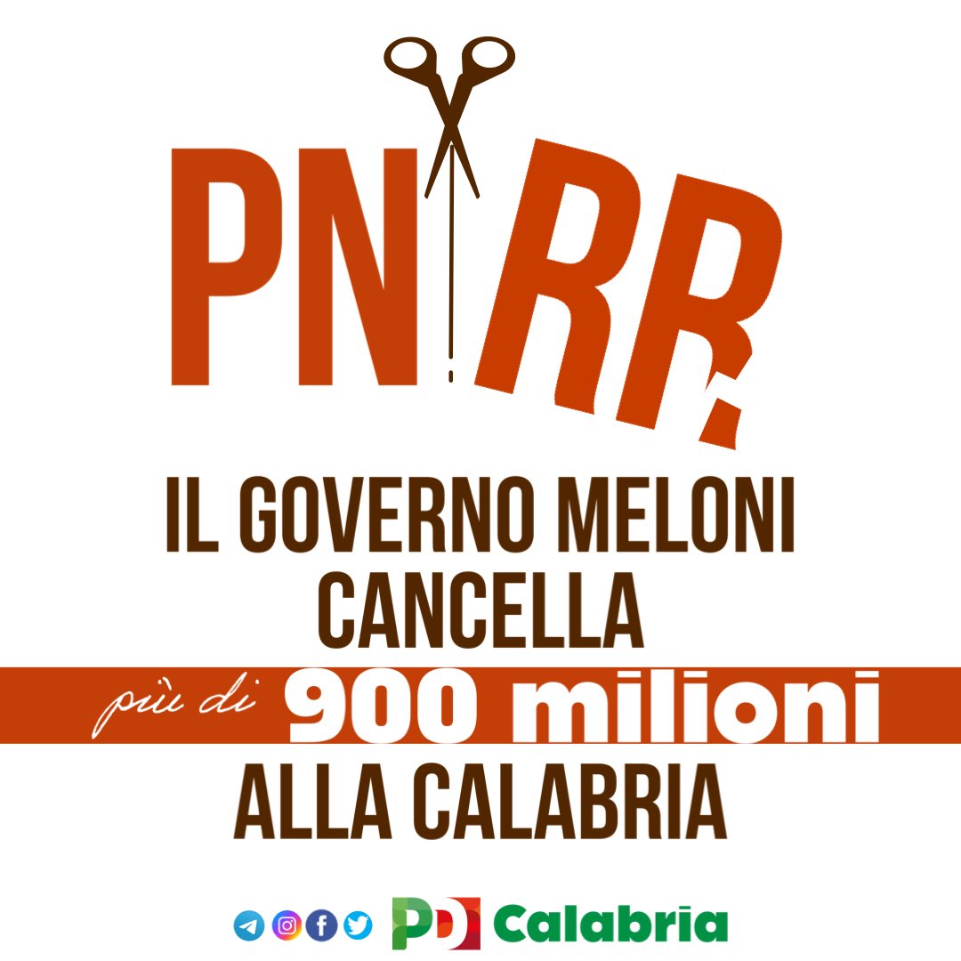 PDCalabria's tweet image. Su un’assegnazione di un miliardo e 944 milioni di euro, il Governo di @GiorgiaMeloni ha definanziato alla #Calabria 906 milioni destinati ai Comuni.