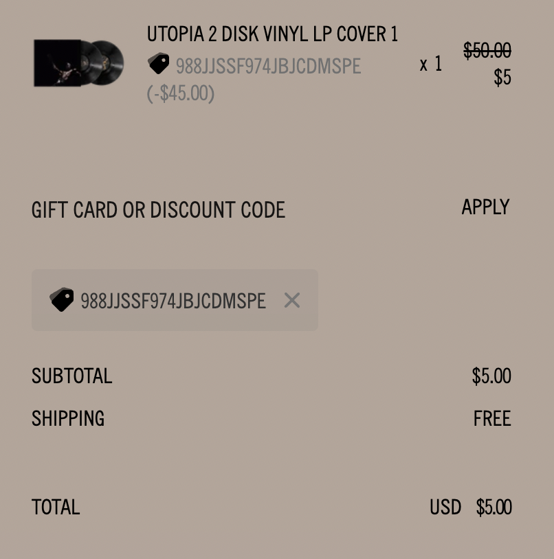 KicksFinder's tweet photo. $5 UTOPIA Vinyl
CODE: 988JJSSF974JBJCDMSPE
(Code Works Worldwide)

>> https://t.co/zqbNtdkz3m https://t.co/uB15vWsW1u
