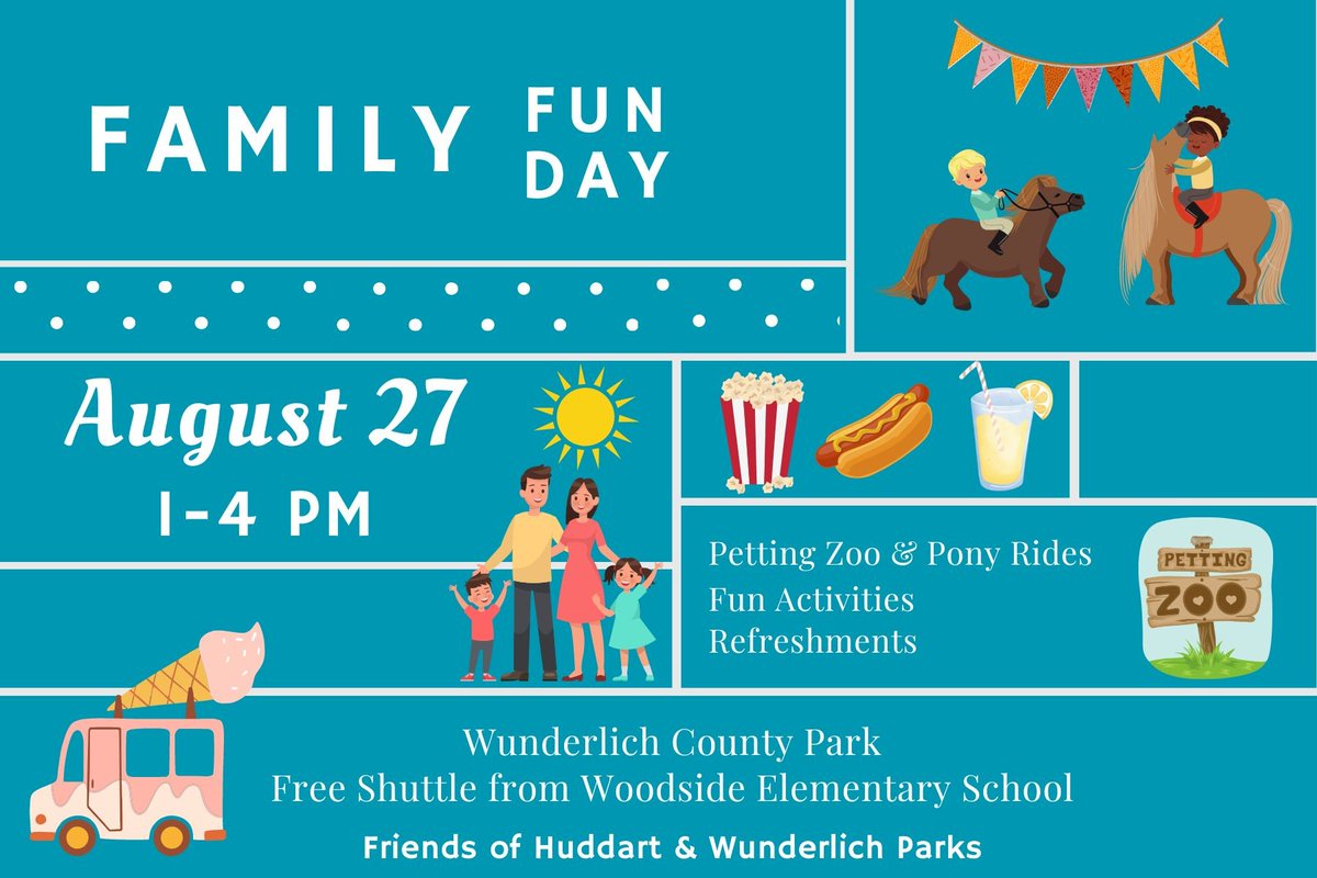 SMCParks's tweet image. If you are looking for a fun end-of-summer activity, go to Family Fun Day at Wunderlich County Park on August 27! There will be a petting zoo and pony rides!
#FamilyFunMonth
