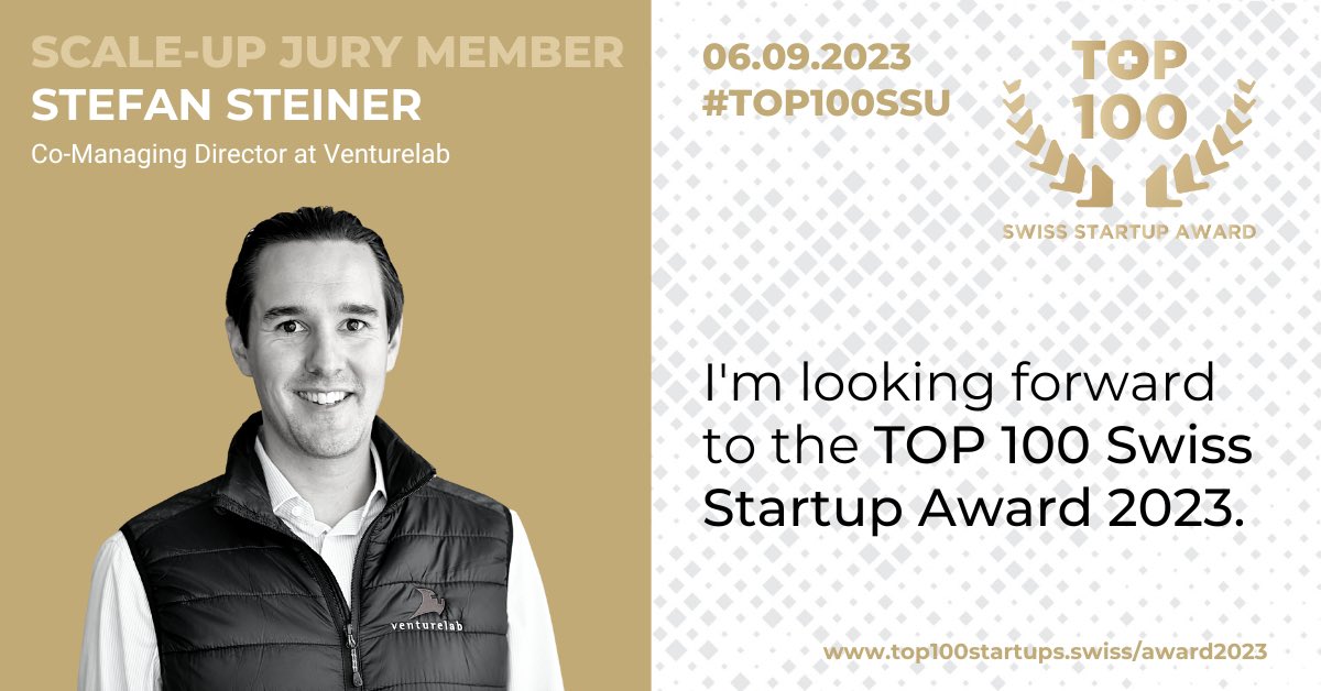 3 weeks to go: I am already looking forward to the TOP 100 Swiss Startup Award on September 6, 2023: top100startups.swiss/award2023 #TOP100SSU