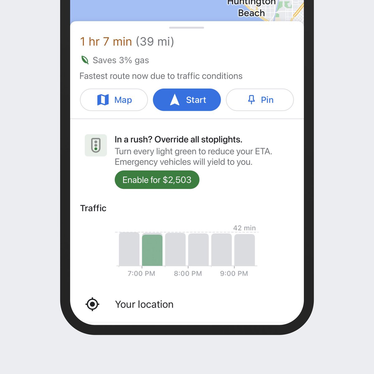soren_iverson's tweet photo. Google Maps feature to turn every stoplight on your route green https://t.co/1MPUk981ua