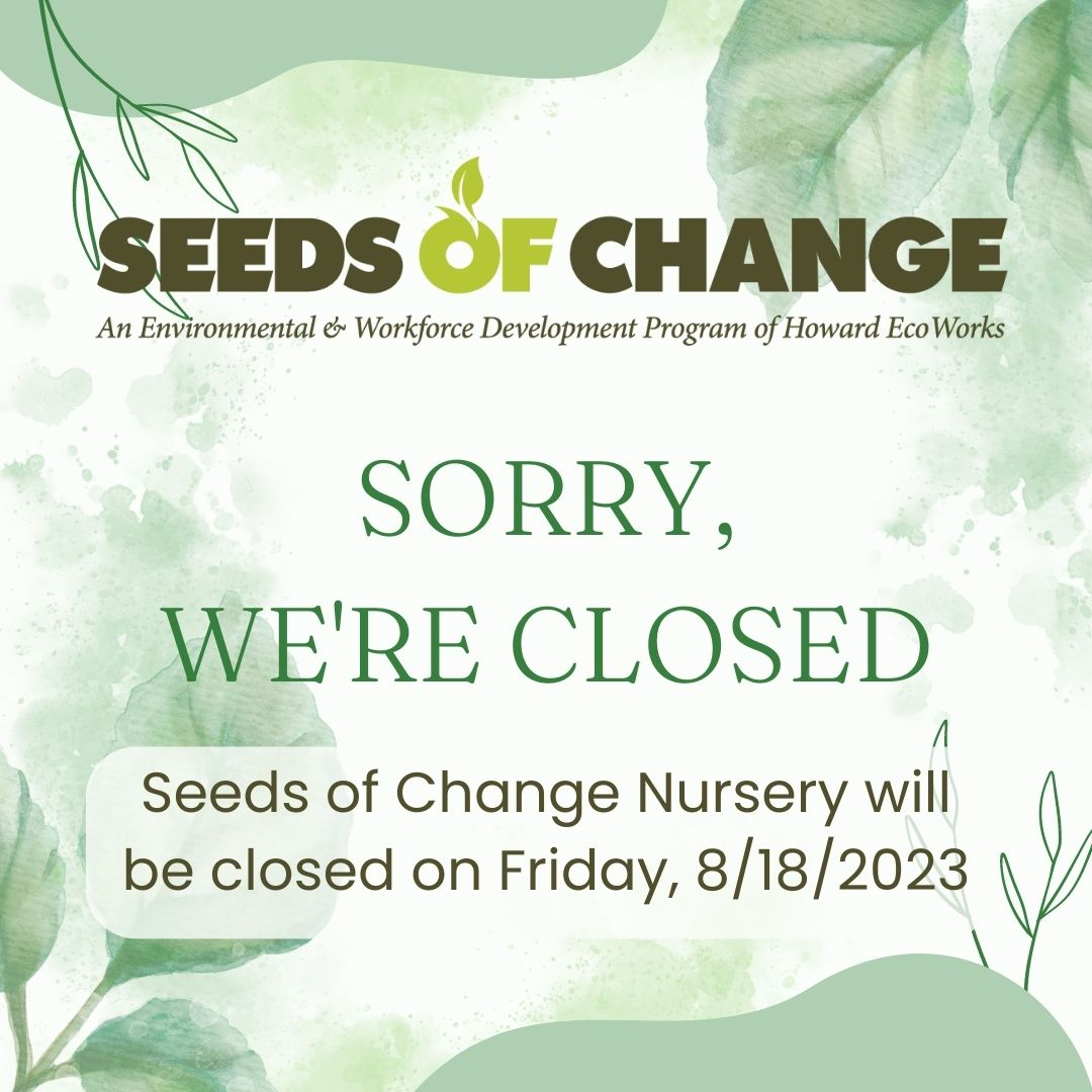 Seeds of Change Nursery will be closed on Friday 8/18/2023 #nurseryupdate #seedsofchange #gardenbreak #plantsrest #seeyoumonday