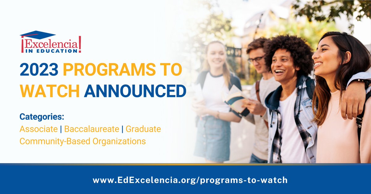 Programs to Watch Announcement 📣 During the 2023 Examples of Excelencia review & selection process, @EdExcelencia recognized 8 Programs to Watch that have already made a positive impact on #LatinoStudentSucess & are growing evidence of effectiveness → edexcelencia.org/what-works-exa…
