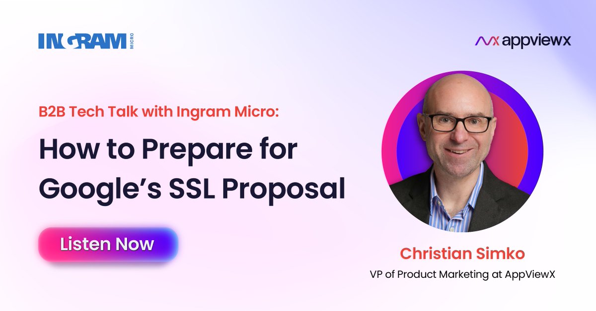 AppViewX's tweet image. Tune in to this @IngramMicroInc podcast as Christian Simko of @AppViewX, shares valuable insights into how to become #cryptoagile, adapt swiftly to changes like @Google's 90-day TLS certificate proposal, and be ready for the future of #cryptography.
podcasts.apple.com/us/podcast/how…