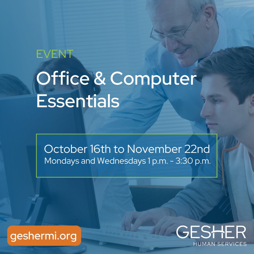 Our Office Computer Essentials classes provide individuals with a comprehensive understanding of how to effectively navigate a computer.🖥️ 

To sign up, contact Dave Rotter at (248) 233-4243 or drotter@geshermi.org.

#computertraining #computer #computerclasses #computerskills