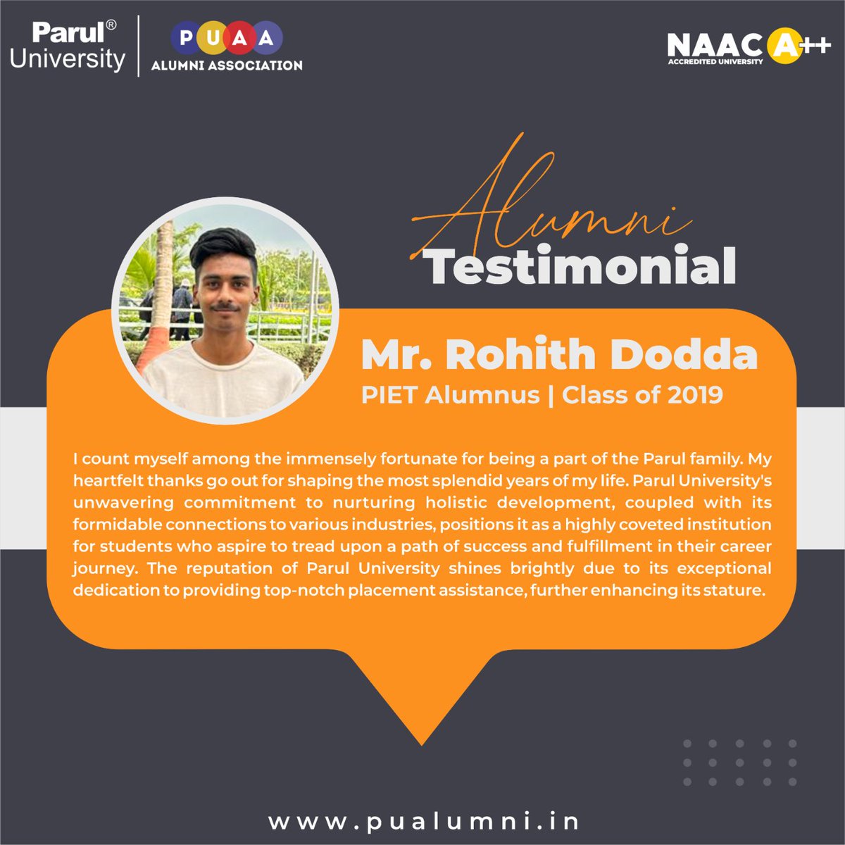 ParulAlumni's tweet image. Rohith's PU Tale: Where Education and Opportunities Set Sail!

A huge thank you to Mr. Rohith Dodda, an exemplary PIET alumnus, for graciously sharing his transformative journey at Parul University.

#ThankYouPU
#PIET #Classof2019
#PUAlumniAssociation
#ParulUniversity