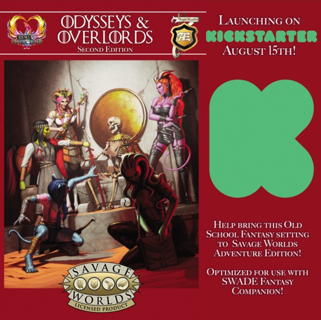 BlyssSteele's tweet photo. The Odysseys &amp; Overlords 2nd Edition is now launched on Kickstarter! 
Please support this epic RPG by @TravisLegge played by me and @RollSeduction every other Wednesday on Twitch! 
If you've loved watching my character Rilke the centaur druid and the gang, toss em a buck or two! https://t.co/4Z8DUvwhzQ