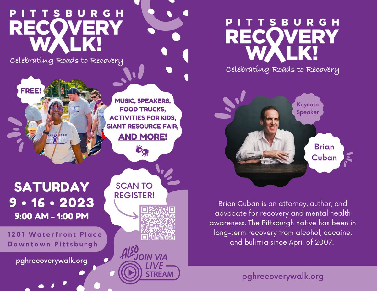 Join the celebration in the road to recovery with the Pittsburgh Recovery Walk featuring our own <a href="/BruceKraus/">Bruce A. Kraus</a> as a guest speaker.