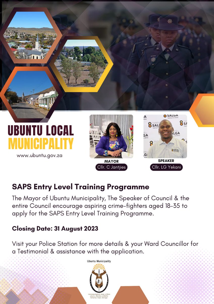 Encouraging all aspiring crime fighters & community protectors to make use of the opportunity! 

#SAPS #sapsNC @SAPoliceService
👮‍♂️👮‍♀️👮‍♂️👮‍♀️