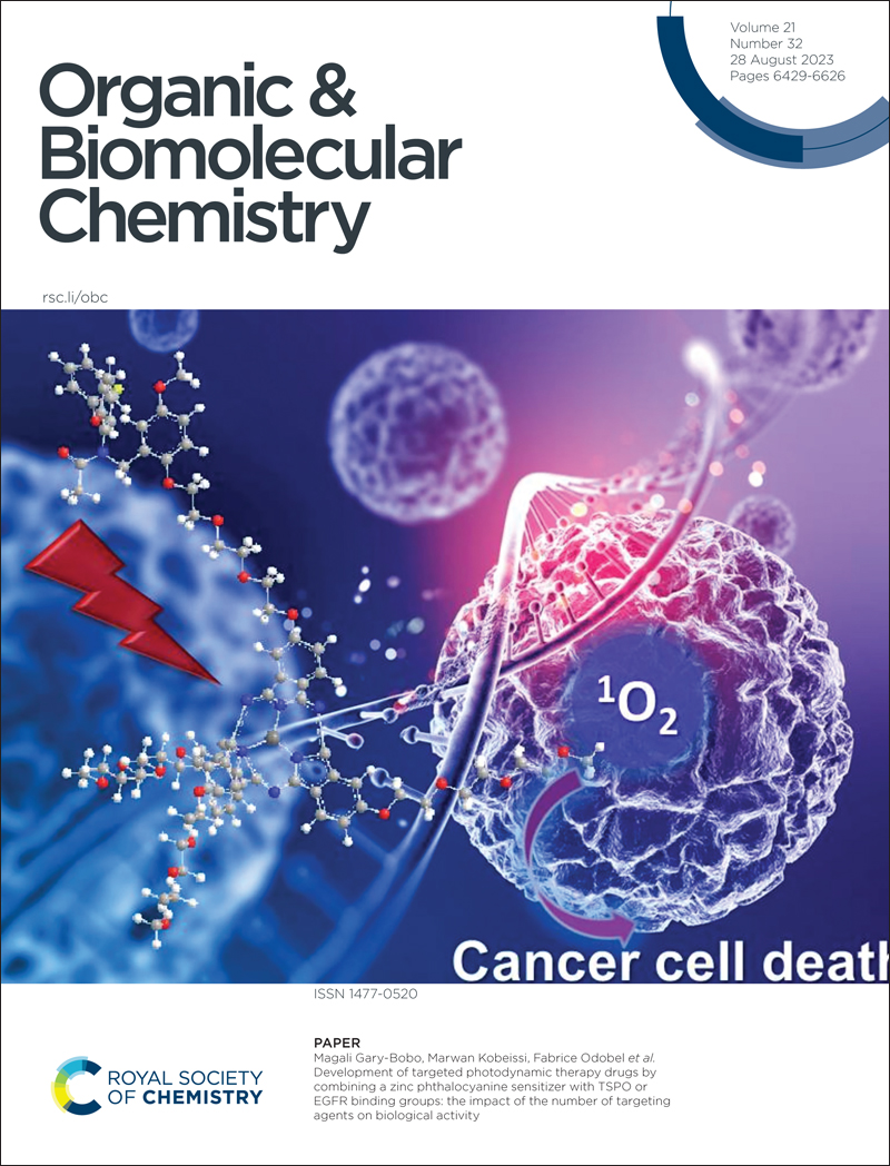 📢Our latest issue is now online!

Research behind the cover is by Magali Gary-Bobo, Marwan Kobeissi, Fabrice Odobel & co @CeisamLab @umontpellier on combining a zinc phthalocyanine sensitizer & TSPO/EGFR binding groups for targeted photodynamic therapies

pubs.rsc.org/en/content/art…