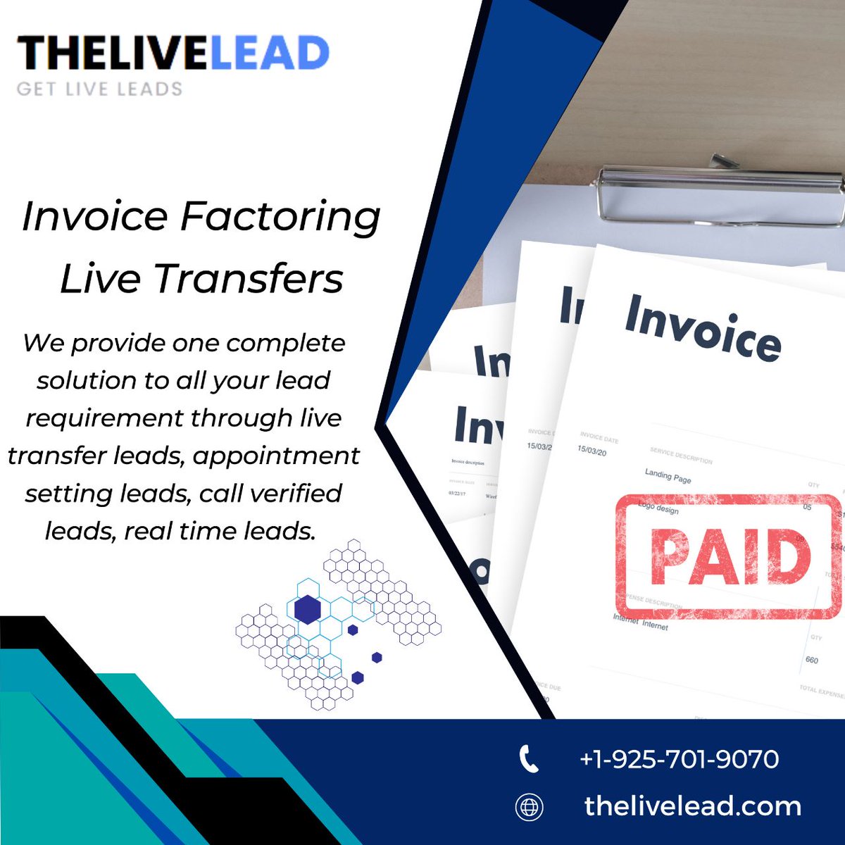 theliveleadcom's tweet photo. Elevating Cash Flow with Invoice Factoring Live Transfers ✨💰 #UnlockingCapital #BusinessBoost"Visit- https://t.co/EAb5Gb2k8v
#livetransfer #livelead #Mortgagelivetransfers #refinance #mortgage #livetransfers #leadtranfer call us .+1-925-701-9070 https://t.co/Pxl89iWcpx