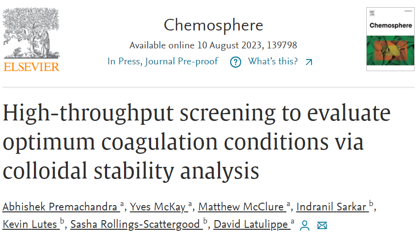 LatulippeLab's tweet image. Currently celebrating our lab's 50th publication!

Abhishek's work in Chemosphere on high-throughput screening of optimal coagulation conditions for wastewater can be found here:

sciencedirect.com/science/articl…