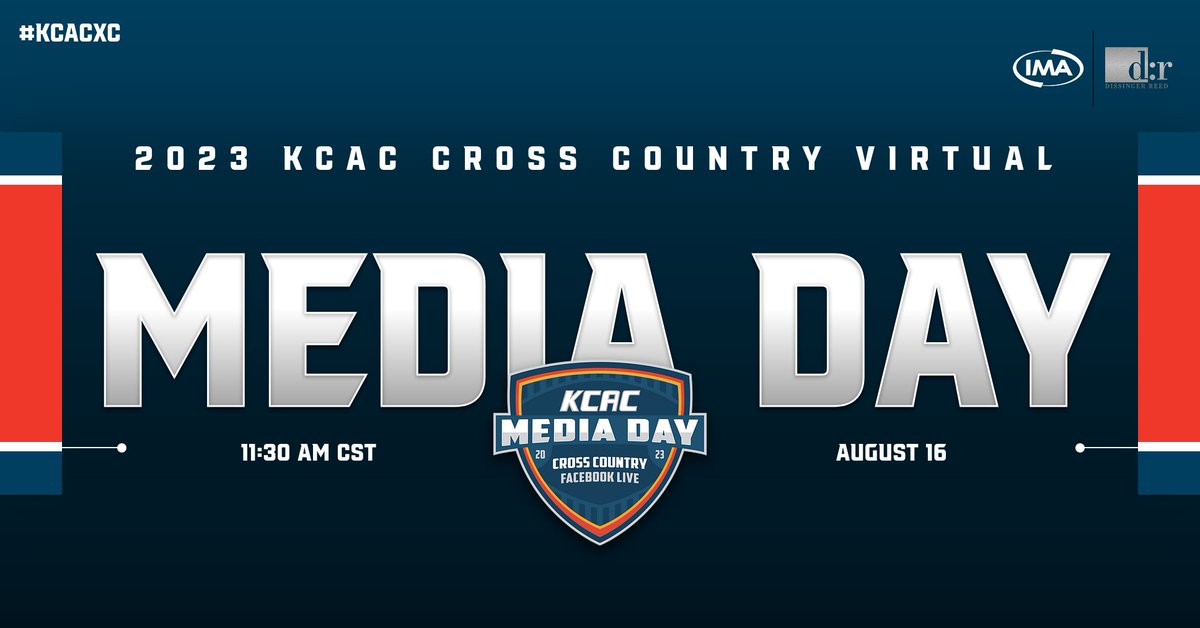 REMINDER: The 2023 KCAC Cross Country Virtual Media Day, presented by <a href="/IMAfinancial/">IMA Financial Group</a> and <a href="/DissingerReed/">Dissinger Reed, A Division of HUB International</a>, will take place TODAY at 11:30 AM CST, live on the KCAC's Facebook page! For more information, visit bit.ly/3ON9ZZi. #KCACxc

<a href="/NAIA/">NAIA</a>