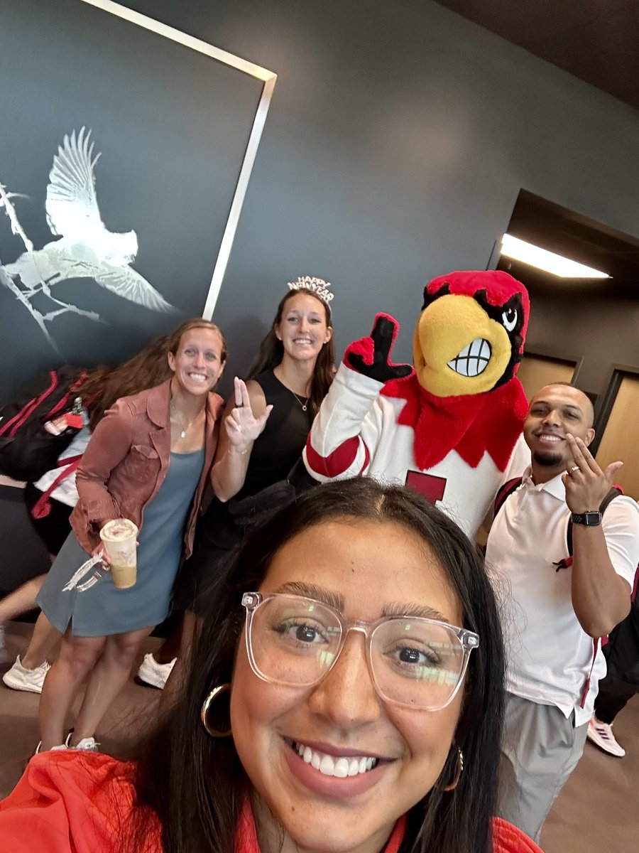 Some of the Compliance folks enjoying the All Staff Meeting this morning! The theme was ‘Happy New Year’ as we conquer another great school year guarding the nest with the best! ❤️ #GuardTheNest #GoCards