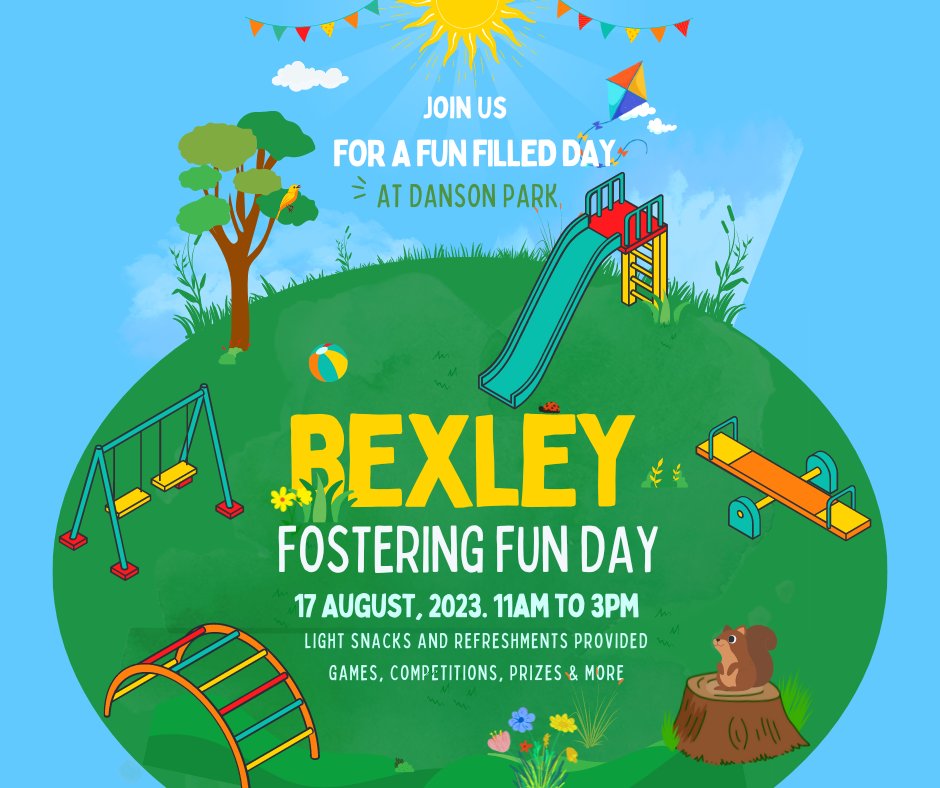 📣 Join Us for a fun day at Danson Park! 🌳 Don't miss the opportunity to meet our amazing foster carers, connect with them, play games and learn how you can make a difference. 🌟 See you there! 🥳🌈