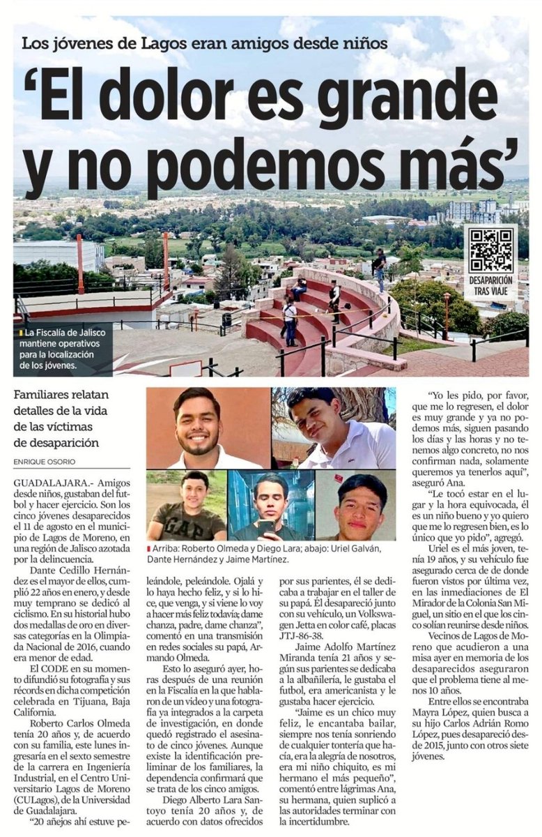 Algunos seguidores de la secta de Morena y la 4T, están divulgando que los jóvenes de Lagos de Moreno, Jalisco andaban en "malos pasos"..

Les comparto detalles de lo que sus familiares relatan como eran..

No divulguen algo sin saber o por consigna..