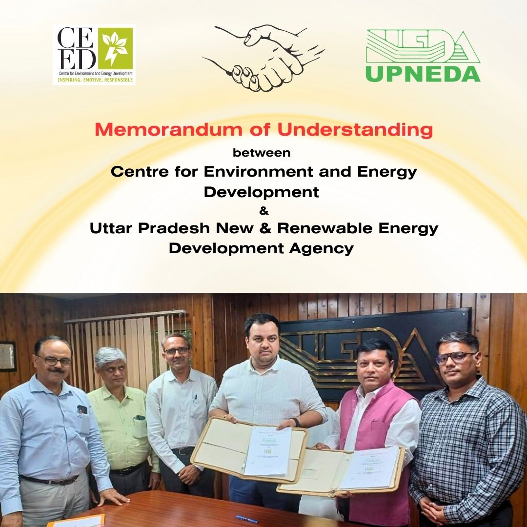 CEED_India's tweet photo. Good News! CEED signed an MoU with @UPNEDA_Agency to establish the Centre of Excellence for Energy Transition in UP. This will foster extensive research on energy transition that will assist the state and the energy sector in moving towards sustainable development in the state. https://t.co/wWuRarTp58