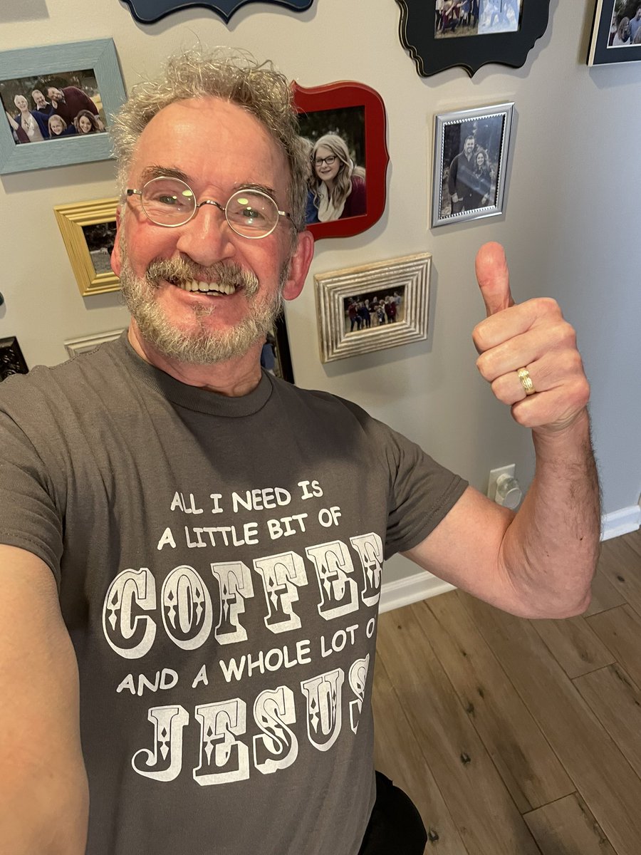 YogaDaddySay's tweet image. In USA — Wednesday “wow-vibes”!  Sporting my Coffee ☕️ and Jesus ✝️  T-shirt from my Worship buddy and amazing guitar 🎸 playing friend, Hannah Van Hout!  #AlwaysHaveFun #Wednesday #Worship #BeYou