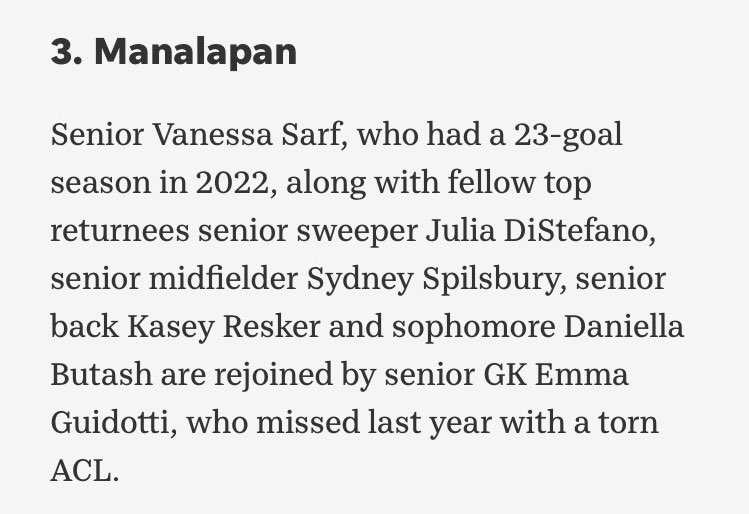 Super excited to be back and so proud of my team for being ranked top 3 in the shore! Still a lot to prove 💪🏼 <a href="/MpanGirlsSoccer/">Manalapan Braves Soccer</a>