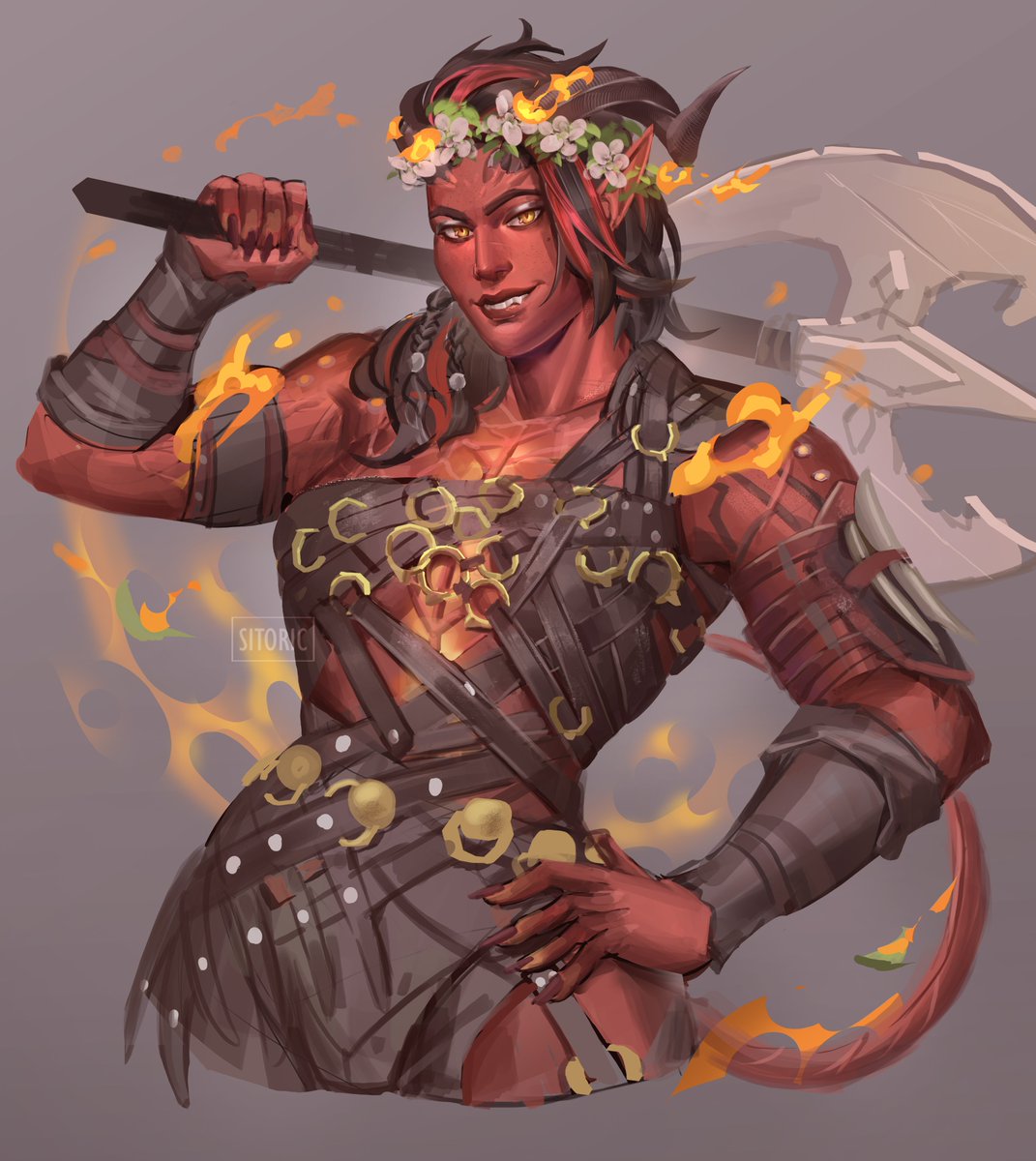 SitoriC's tweet photo. she's fire #BaldursGate3 #BG3 https://t.co/HCO076MOhQ
