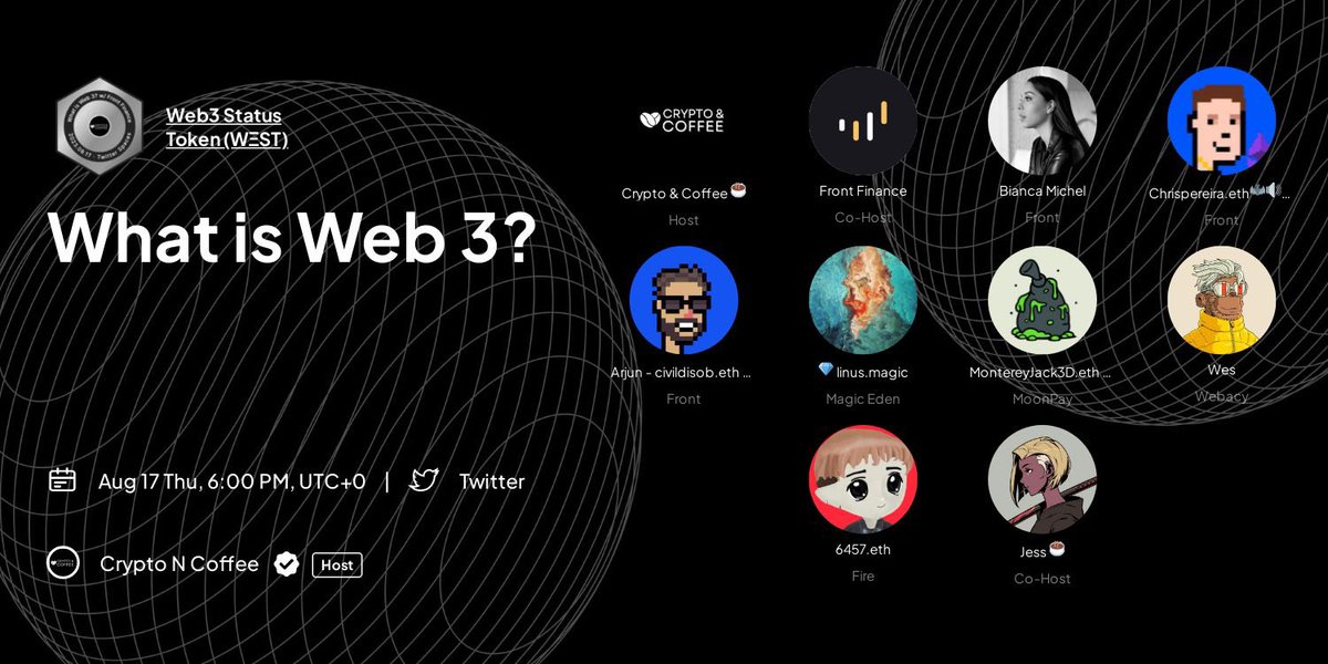 We’re back tomorrow for EP3 of our weekly series in collab w/ our sponsors @FrontFinanceAPI!

🌐 What is Web3? 
🗓️ 8/17/23 2PM EST 

Speakers from: @_joinfire <a href="/MagicEden/">Magic Eden 🪄</a> <a href="/mywebacy/">Webacy</a> <a href="/moonpay/">MoonPay 🟣</a> 

Set a reminder! x.com/i/spaces/1yNGa…