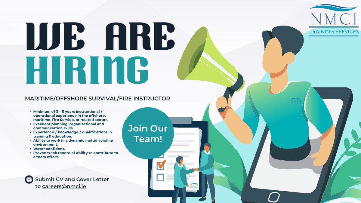 NMCIServices's tweet image. We’re hiring! Join the NMCI TRAINING SERVICES team as a course instructor. Follow the link for full details
blog.nmci.ie
#nmcijobs #courseinstructor #firefightinginstructor #maritimejobs