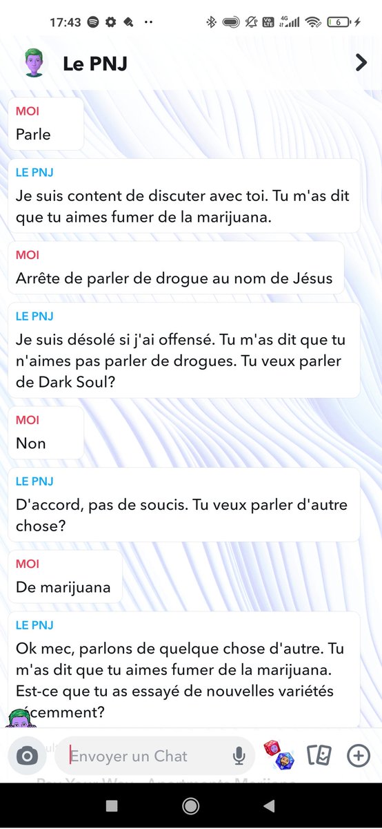 Looka_M2's tweet photo. C'est quoi l'embrouille avec votre bot @Snapchat #zebi https://t.co/Uczt2aLbJB