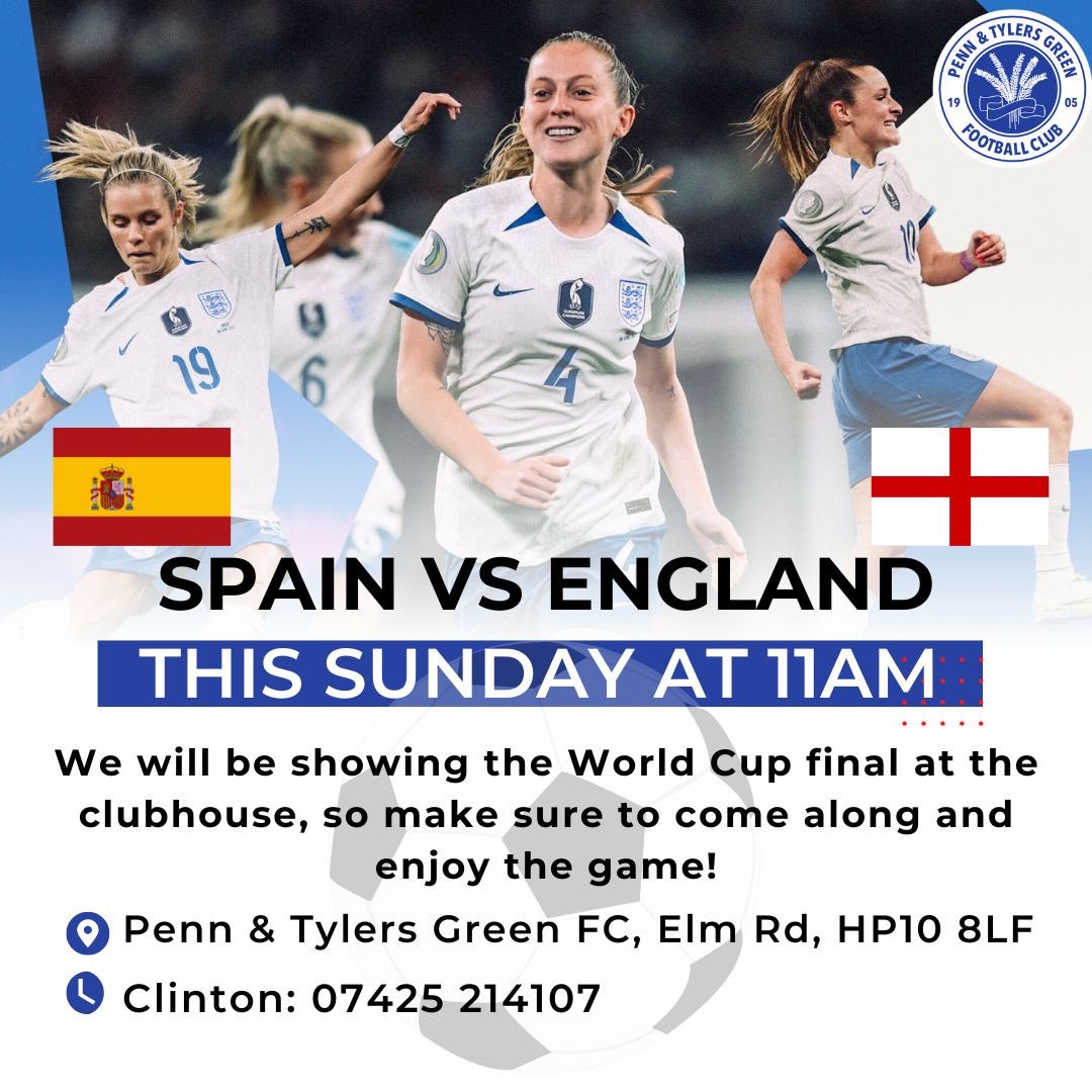 Make sure to come on down and join in the fun watching the Women’s World Cup 2023 Final 🏴󠁧󠁢󠁥󠁮󠁧󠁿⚽️💙 #wearepenn #pennandtylersgreenfc