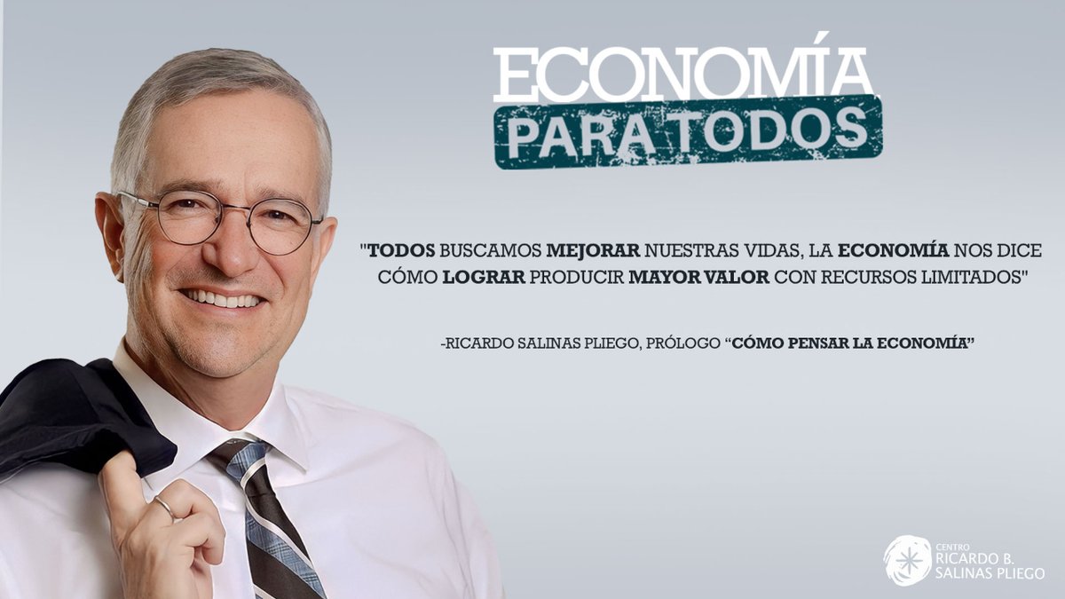 Para un liderazgo, conocer la economía es clave.

El <a href="/CentroRSalinas/">Centro Ricardo B. Salinas Pliego</a> y <a href="/RicardoBSalinas/">Don Ricardo Salinas Pliego</a> te invitan a explorar el libro Cómo pensar la economía de <a href="/PerBylund/">Per Bylund</a>, que acerca los conceptos básicos sobre el tema.

Descárgalo gratis aquí:
bit.ly/PerBylundCRBS

#EconomíaParaTodos