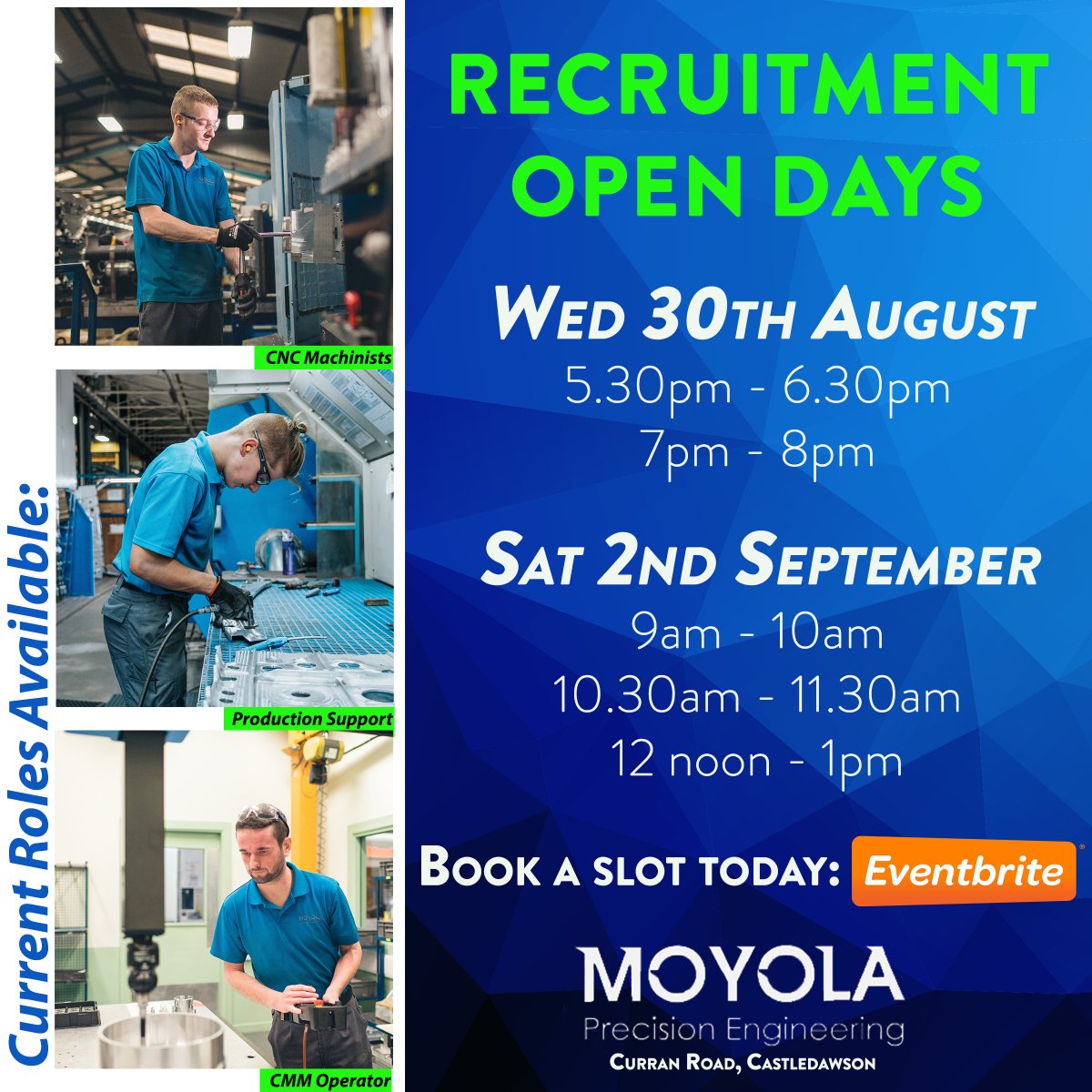 MoyolaPrecision's tweet photo. 𝑺𝒐 𝒘𝒉𝒂𝒕 𝒅𝒐 𝒘𝒆 𝒅𝒐 𝒂𝒕 𝑴𝑶𝒀𝑶𝑳𝑨??
Based in Castledawson, Magherafelt, MOYOLA manufacture parts for our global customers in the aerospace industry, and other engineering sectors.

Come and visit our factory - Book a slot today: https://t.co/wB49DxVGX2