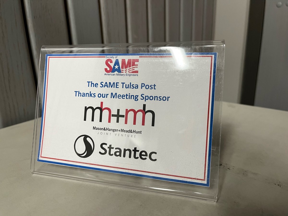 We were pleased to present at the SAME – Tulsa Post Oklahoma Drought Update &amp; Adaptive Drought Management discussion with our joint-venture partner <a href="/MeadHunt/">Mead & Hunt</a>. As a sponsor, we were proud to tell the audience about our mission of #BuildingAMoreSecureWorld.

#SAME #Architecture
