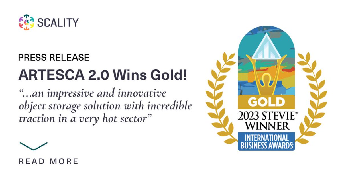 scality's tweet photo. We're humbled to report that Scality has won gold in the International Business Awards, part of The Stevie® Awards! 👏
ARTESCA 2.0 was recognized in the Software-Defined Infrastructure category. Thank you to all our partners, customers and employees.
https://t.co/zgztsntvrX https://t.co/tBI3ZxYxX6