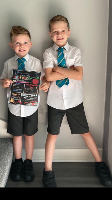 Ngera23's tweet photo. First day of school for Liam &amp; P3 for Marcus 📚💚 https://t.co/pQl0HV6Xk2