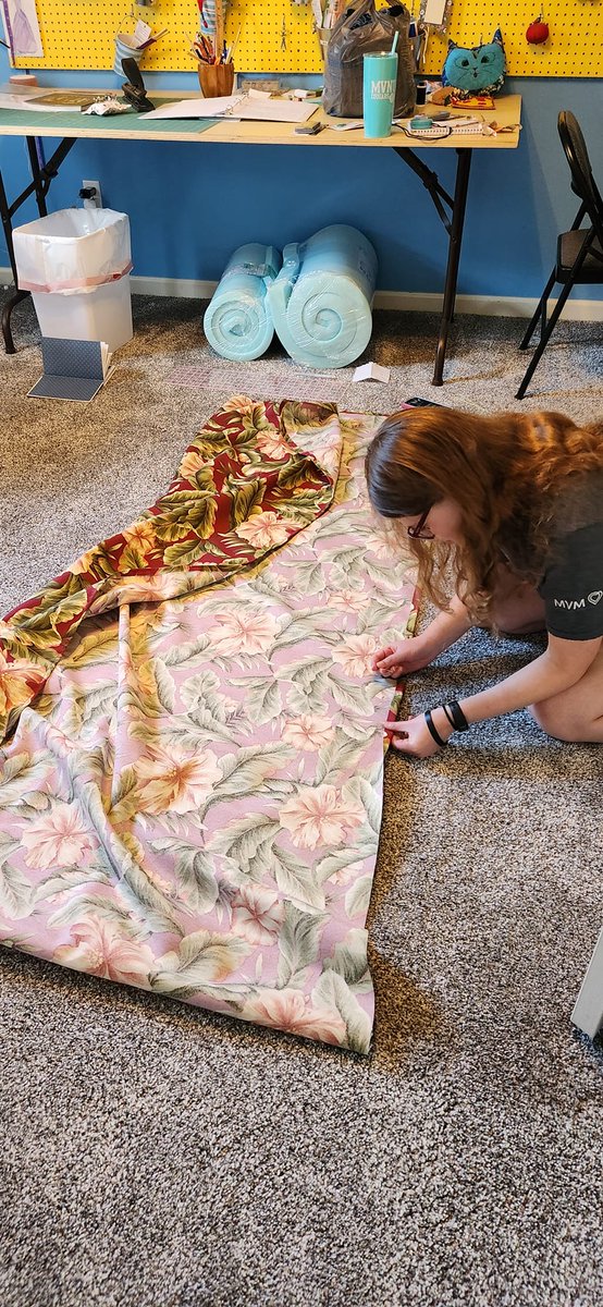 What do we do when we don't have campers/classes? Today, Kayla is sewing a canopy for a swing, then will move on to the cushions.  I am trying to finish some crochet projects. #sewingisfun #sewingclasses #sewingprojects #brunswickohio #crochet #crochetclasses