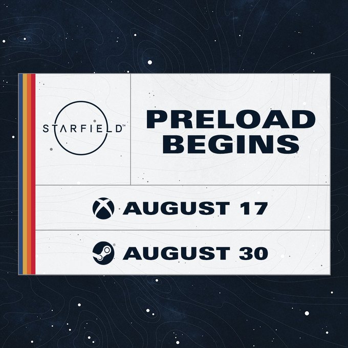 An image that says "Preload Begins" with August 17 next to the Xbox logo and August 30 next to the Steam logo