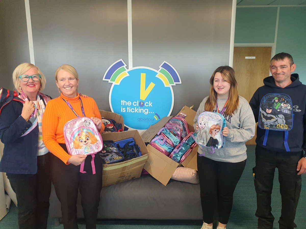 AberlourCCT's tweet photo. A big thank you to @PeterVardyCarz in Glasgow and Perth for their generous donation. These backpacks are kitted out with everything our young people need for going back to school after the summer holidays. #ThankYou https://t.co/JTLBfqns1t