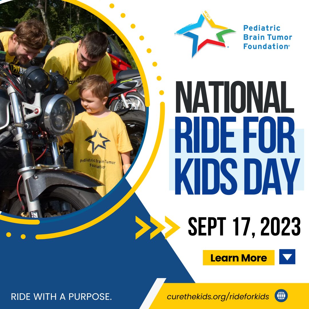 PBTF's tweet photo. Tomorrow is one month til National #Ridefor KidsDay! Since 1984, PBTF's Ride for Kids program has supported children diagnosed with brain tumors & their families. & with the help of riders, industry partners, & dealers, we're leading the way to a world w/o childhood brain cancer. https://t.co/z7tNJxTymR